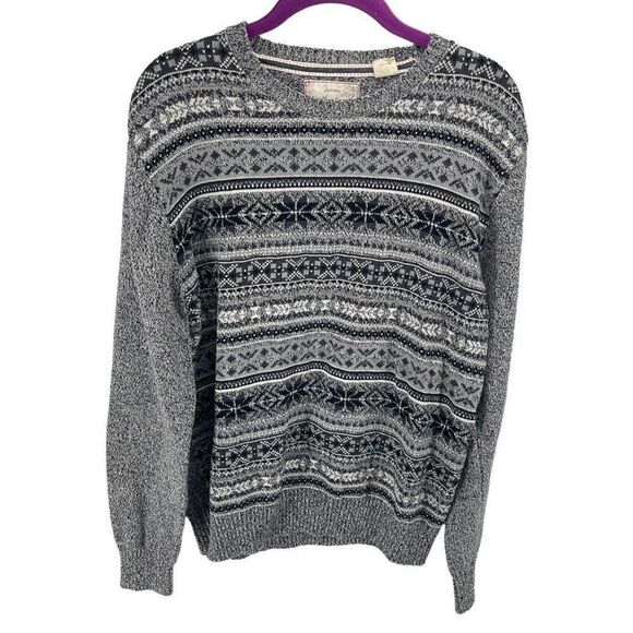 Weatherproof Vintage Womens Pullover Sweater fair isle Print Cotton Gray Size Me - Picture 1 of 9
